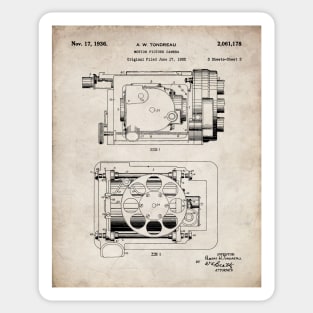 Film Camera Patent - Movie Lover Cinema Student Art - Antique Sticker